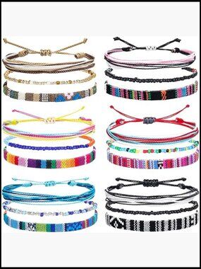 Surfer Bracelet Anklets Boho Braided Beaded Waterproof Summer Beach Accessories
